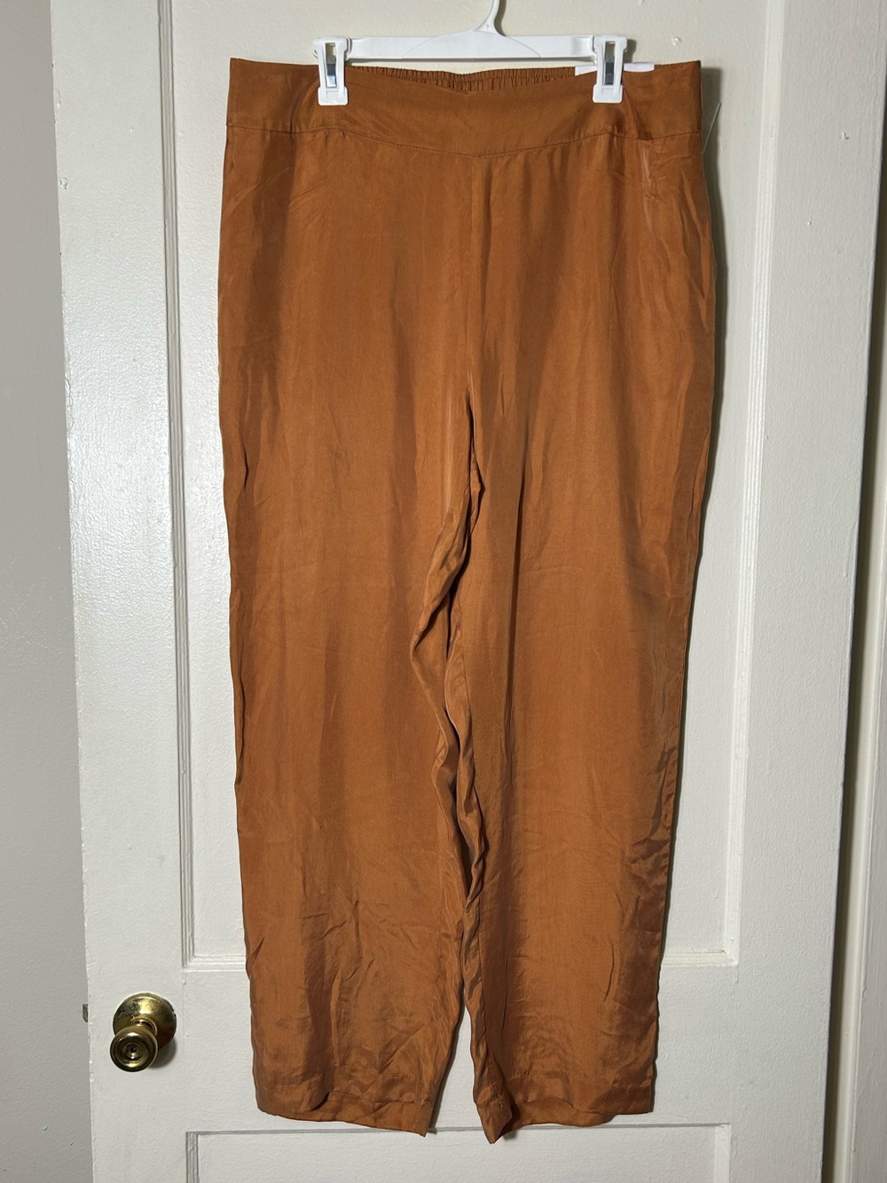 Soft Surroundings copper serravale straight leg cupro pull on pants NWT XL